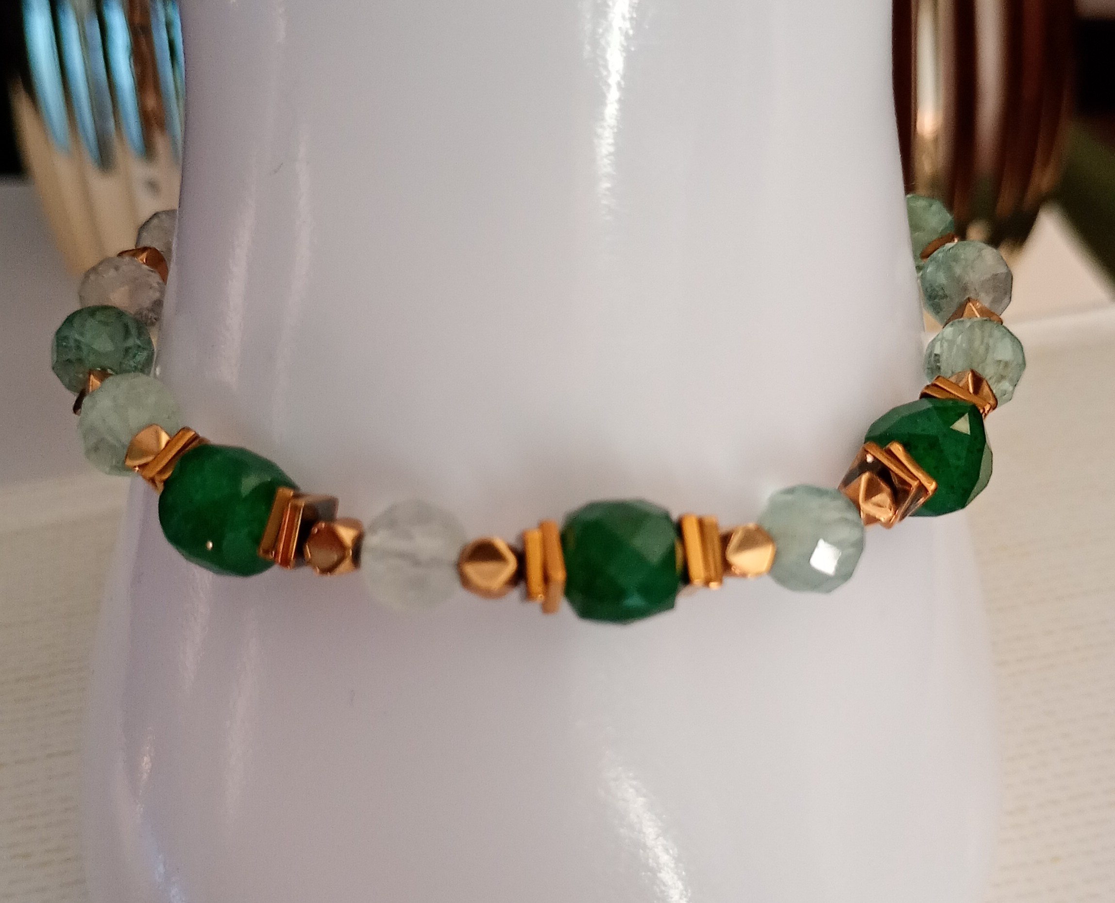 Bransoletka z kamieni naturalnych – Fluoryt, chalcedon