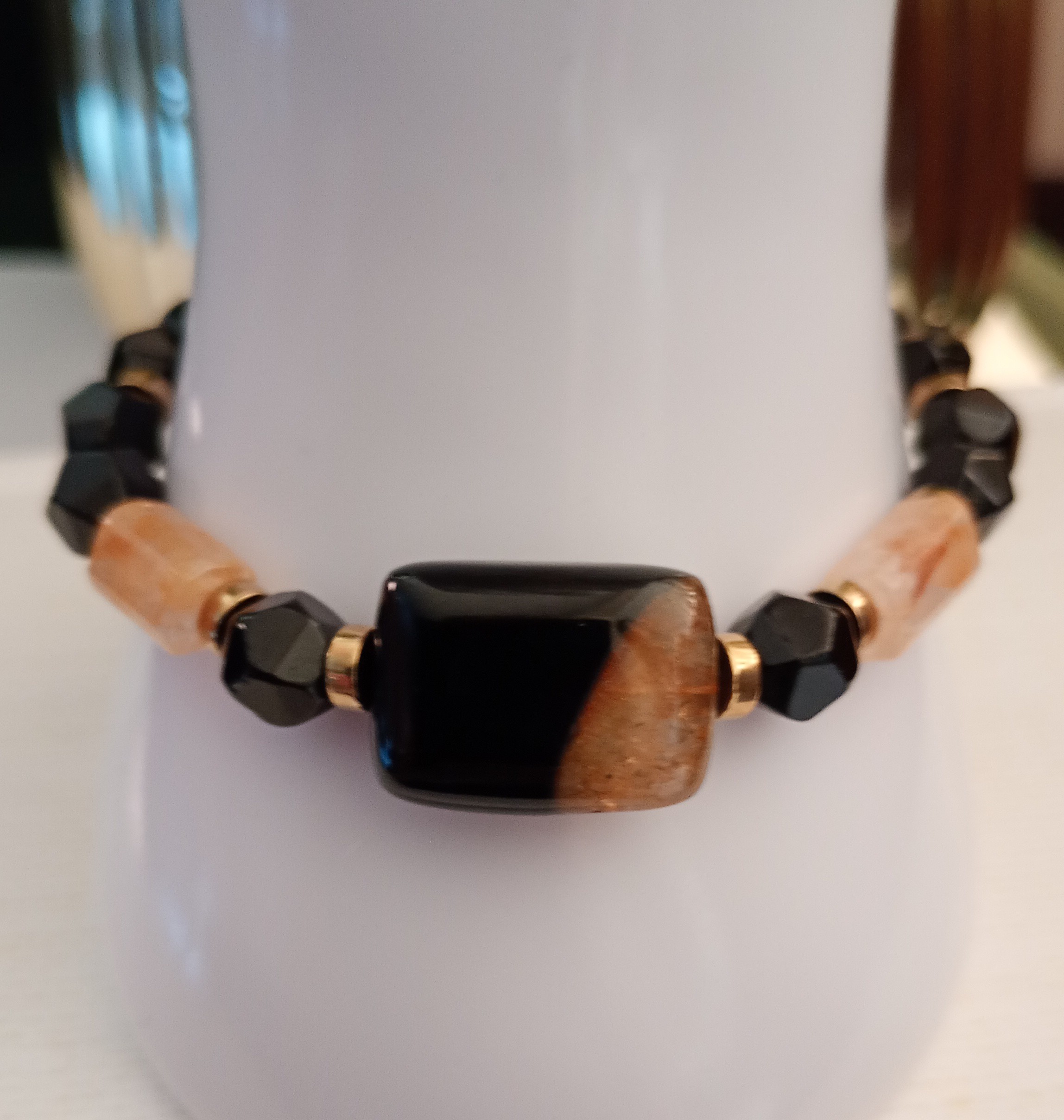 Bransoletka z kamieni naturalnych – Cytryn, onyks, agat kwarcowy Urugwajski