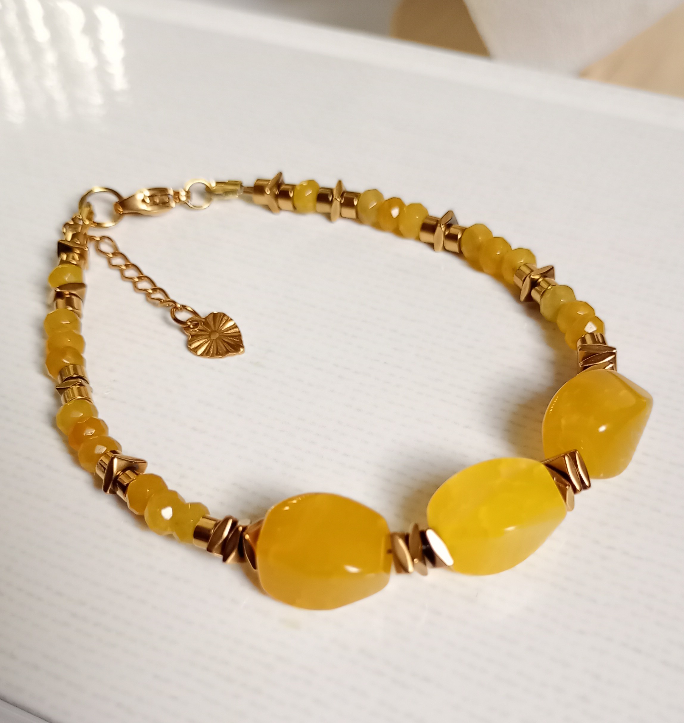 Bransoletka z kamieni naturalnych – Żółty agat, żółty chalcedon