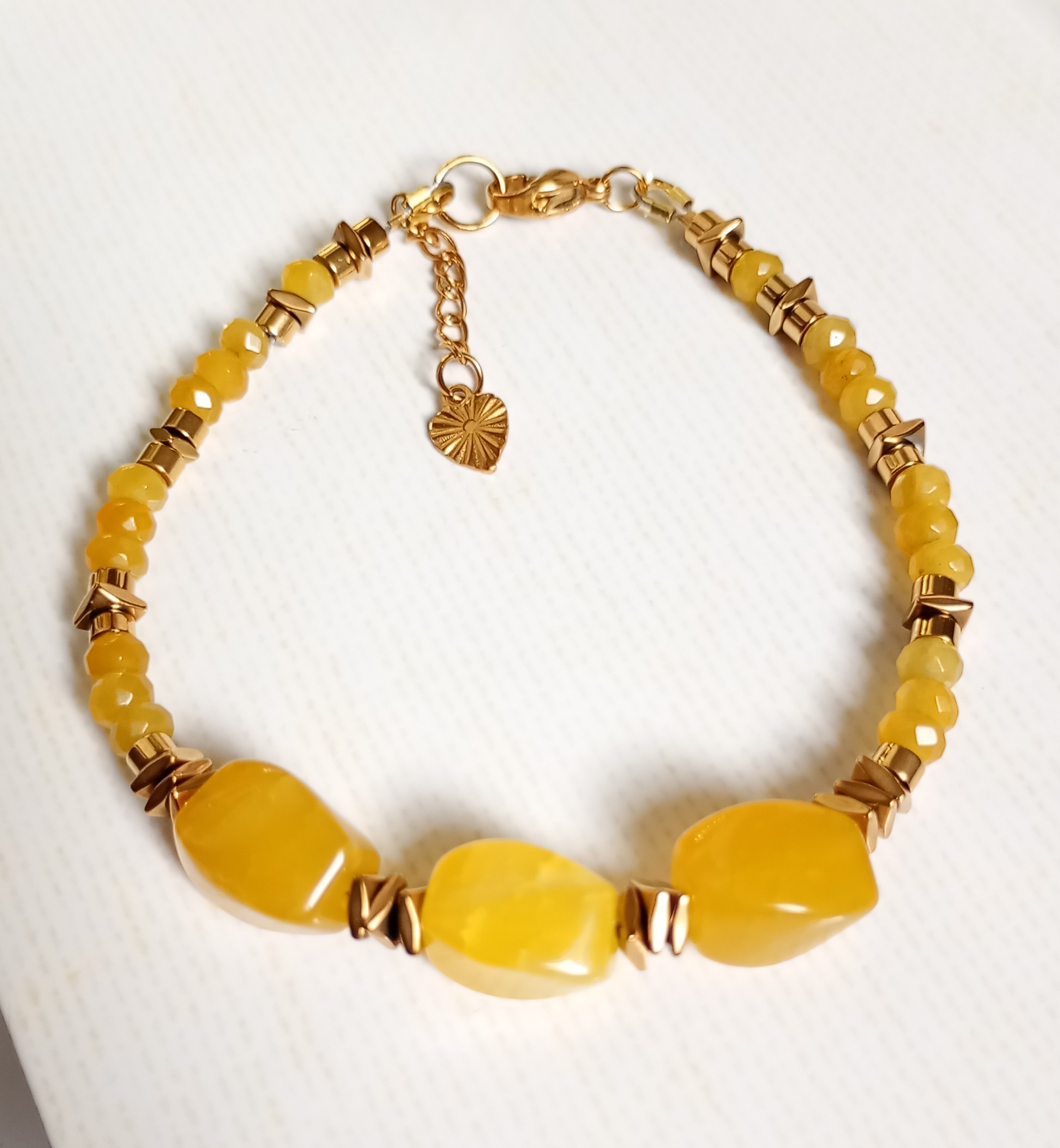 Bransoletka z kamieni naturalnych – Żółty agat, żółty chalcedon