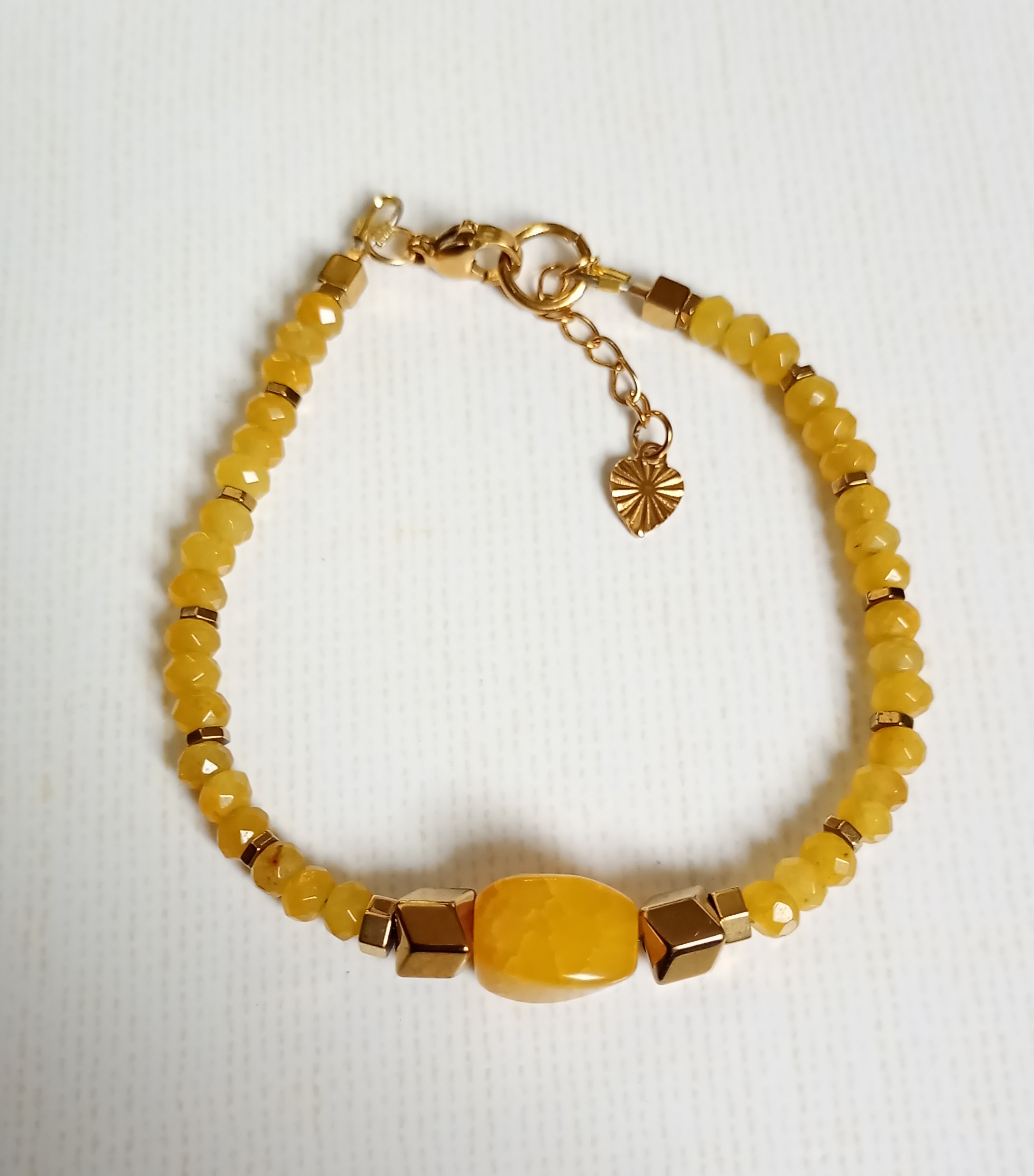 Bransoletka z kamieni naturalnych – Żółty agat, żółty chalcedon